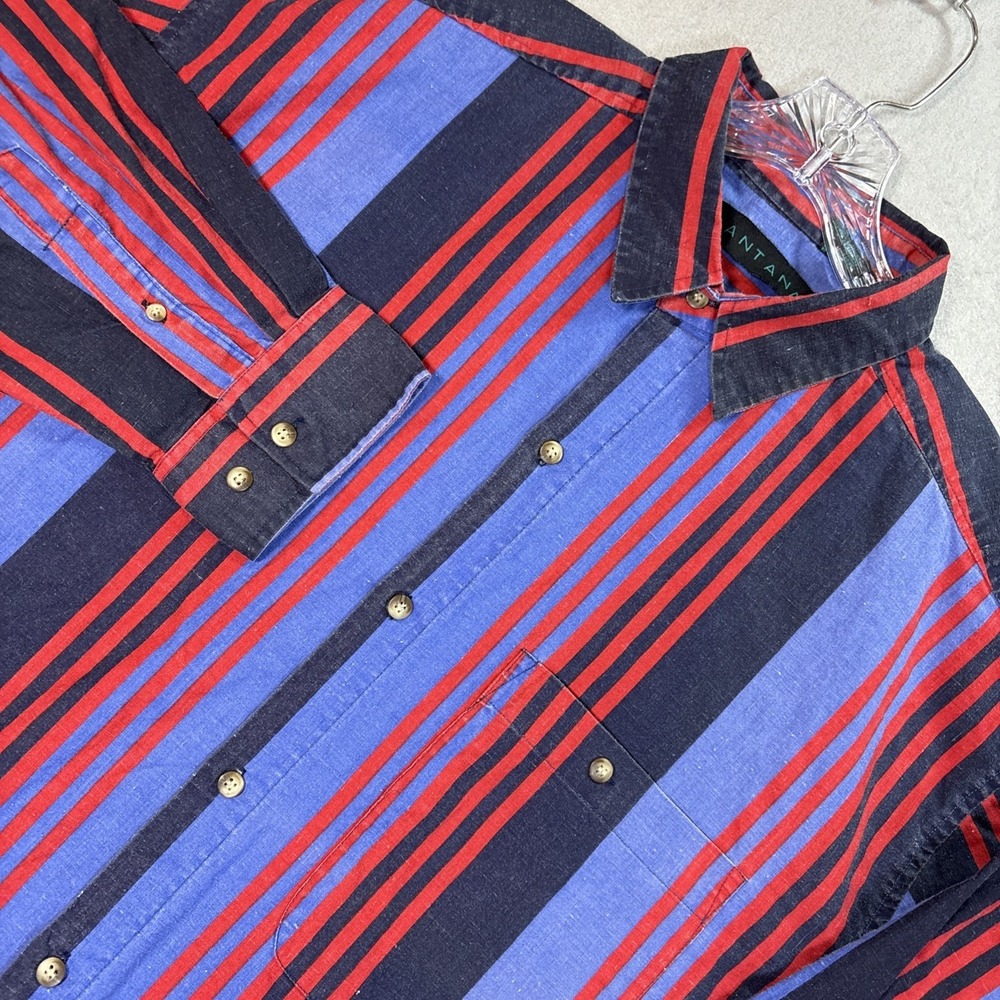 Santana Vintage Striped‎ Button Up Shirt Long Sleeve Casual Mens XLarge Striped